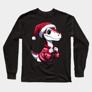 Christmas Dinosaur Velociraptor Long Sleeve T-Shirt